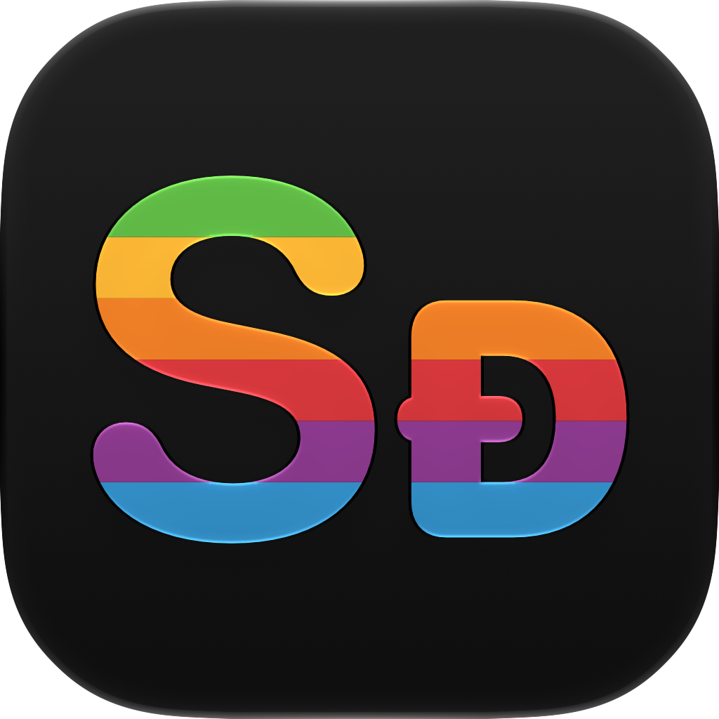 Shared Classic app icon in Six Colors on Black, light icon design.