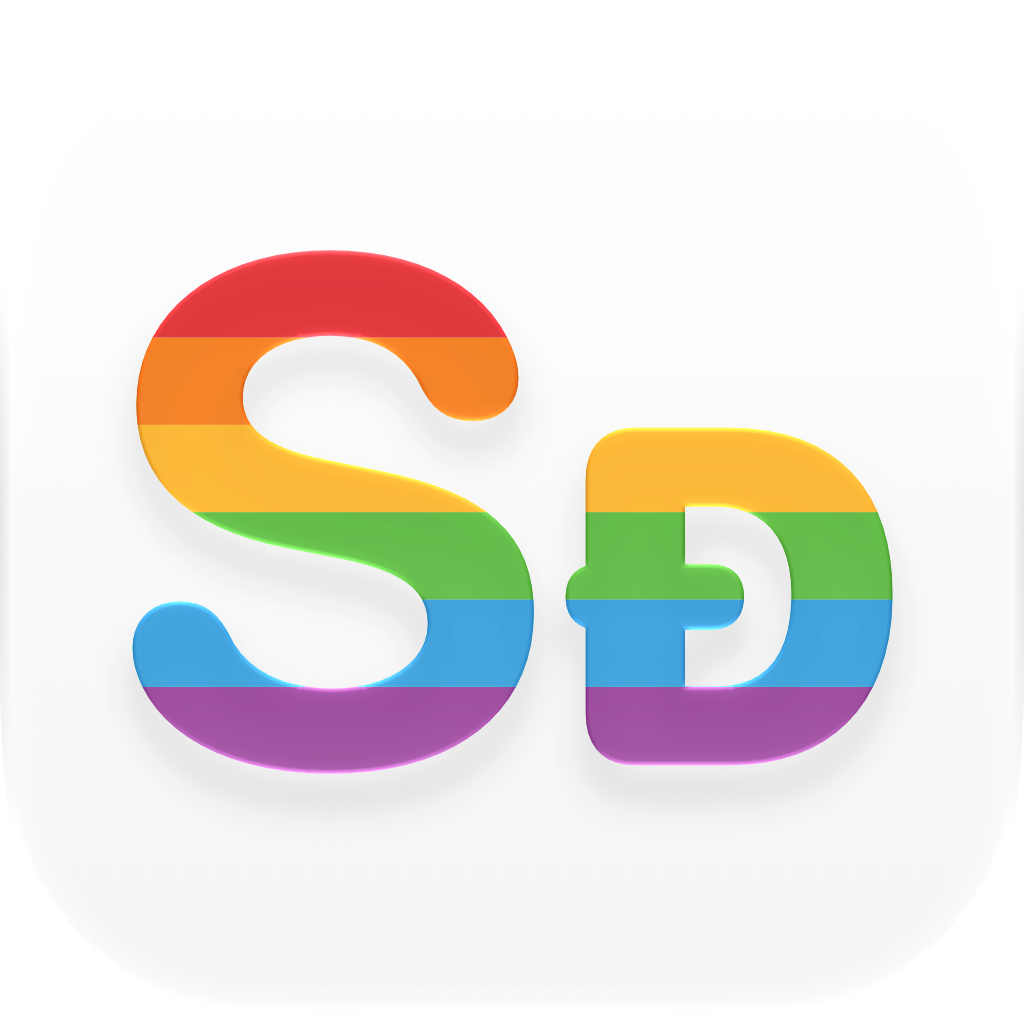Shared Classic app icon in Pride, light icon design.