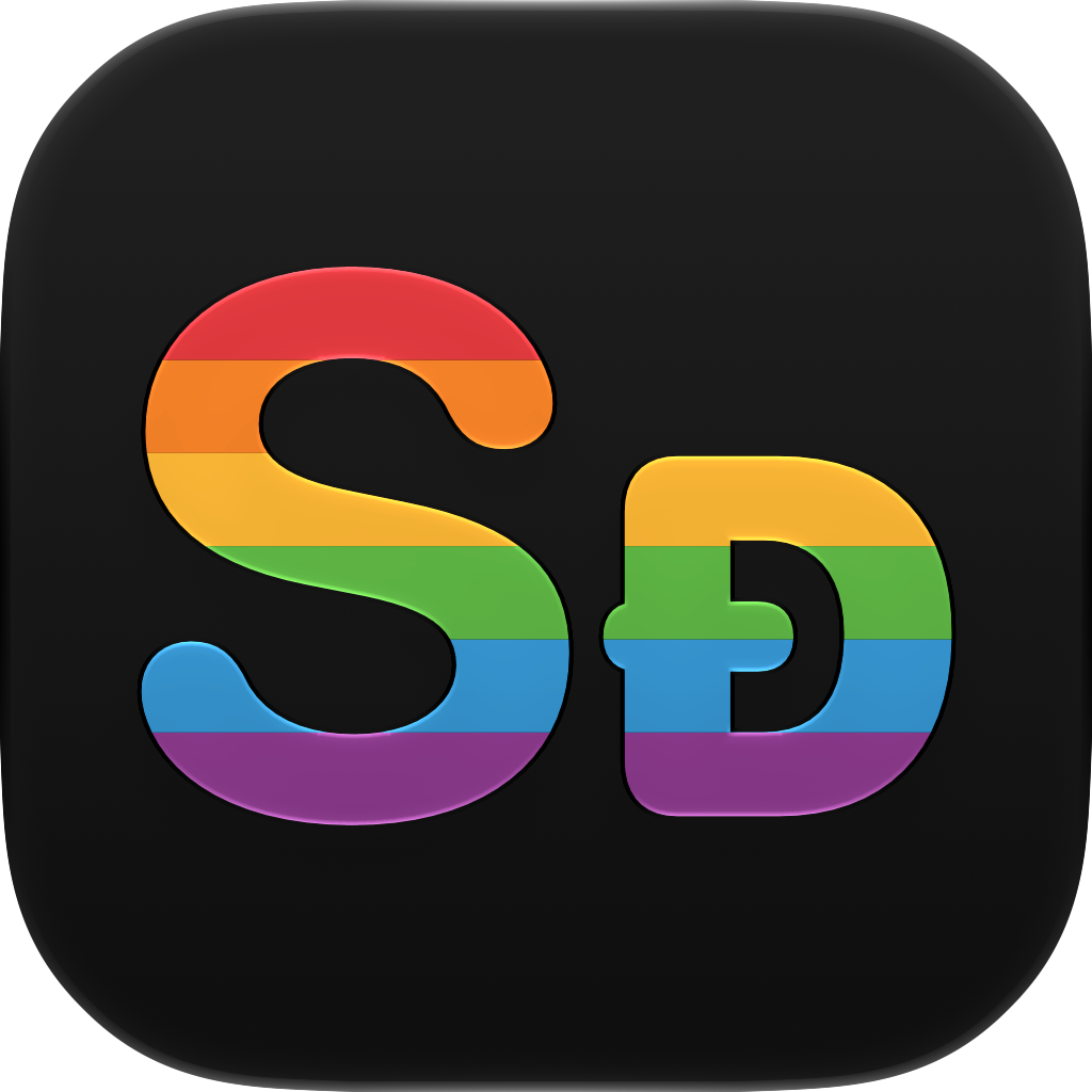 Shared Classic app icon in Pride, light icon design shown in the system dark appearance.