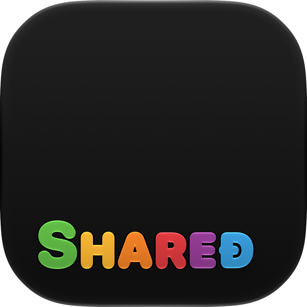 Shared Cornered app icon in Six Colors on White, light icon design shown in the system dark appearance.
