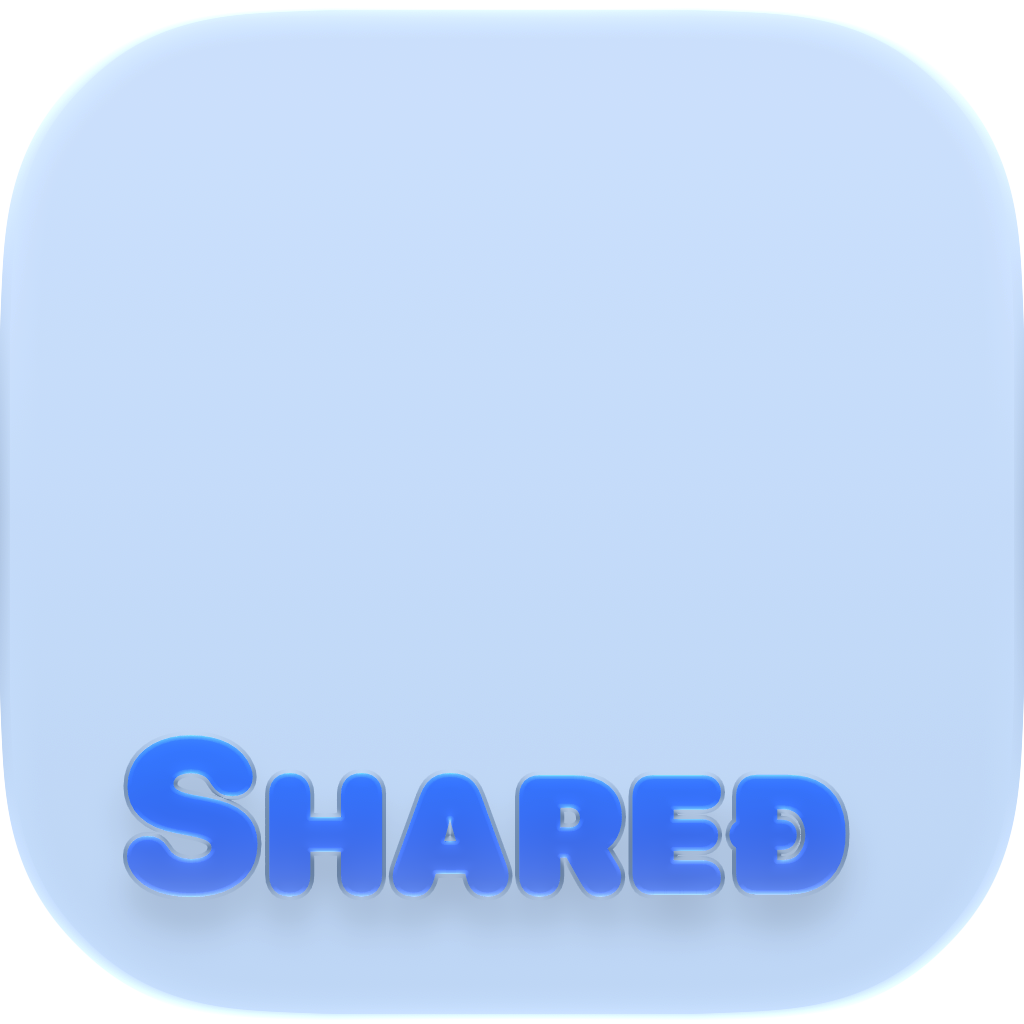 Shared Cornered app icon in Blue, light icon design.