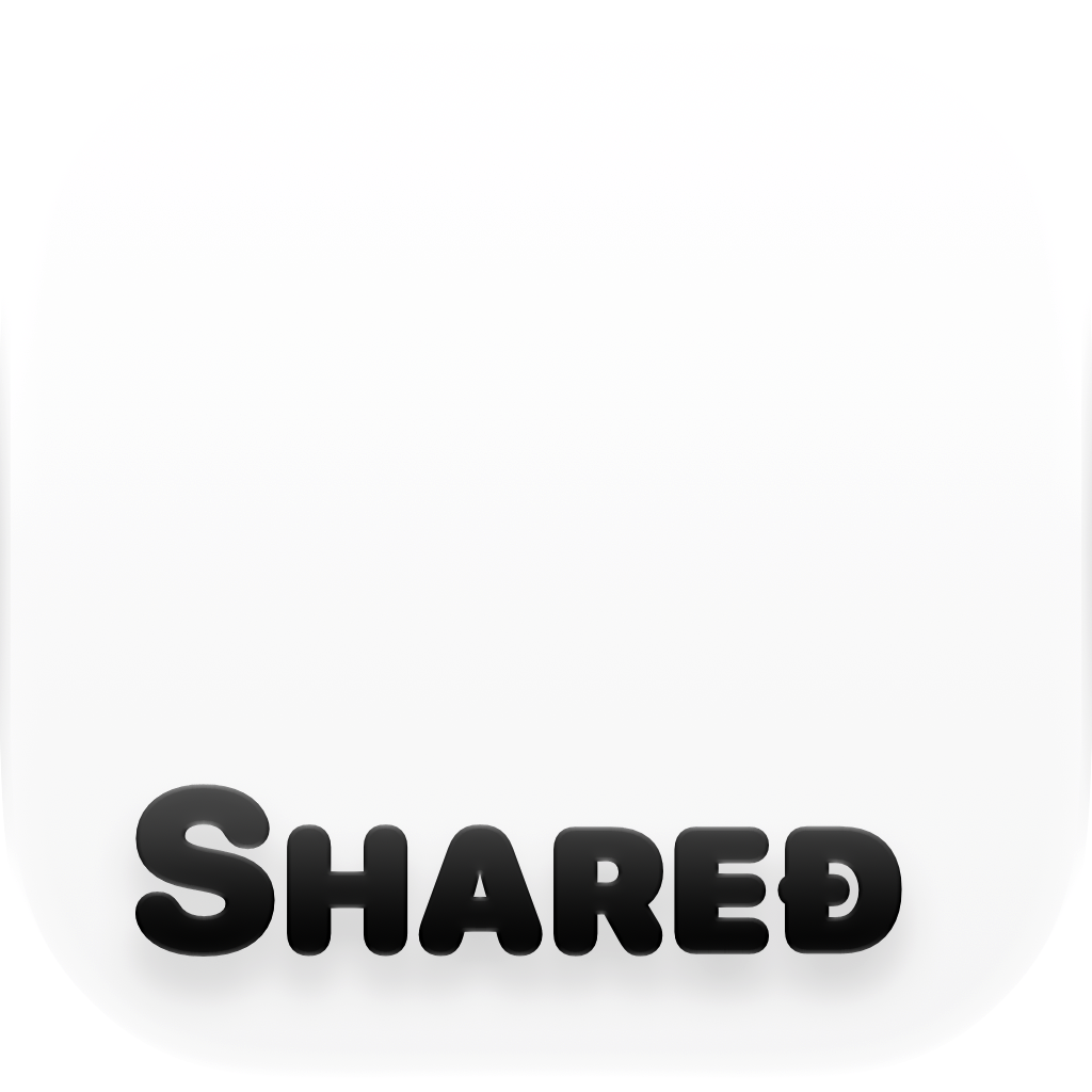 Shared Cornered app icon in Black on White, light icon design.