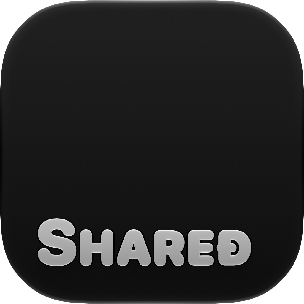 Shared Cornered app icon in Black on White, light icon design shown in the system dark appearance.