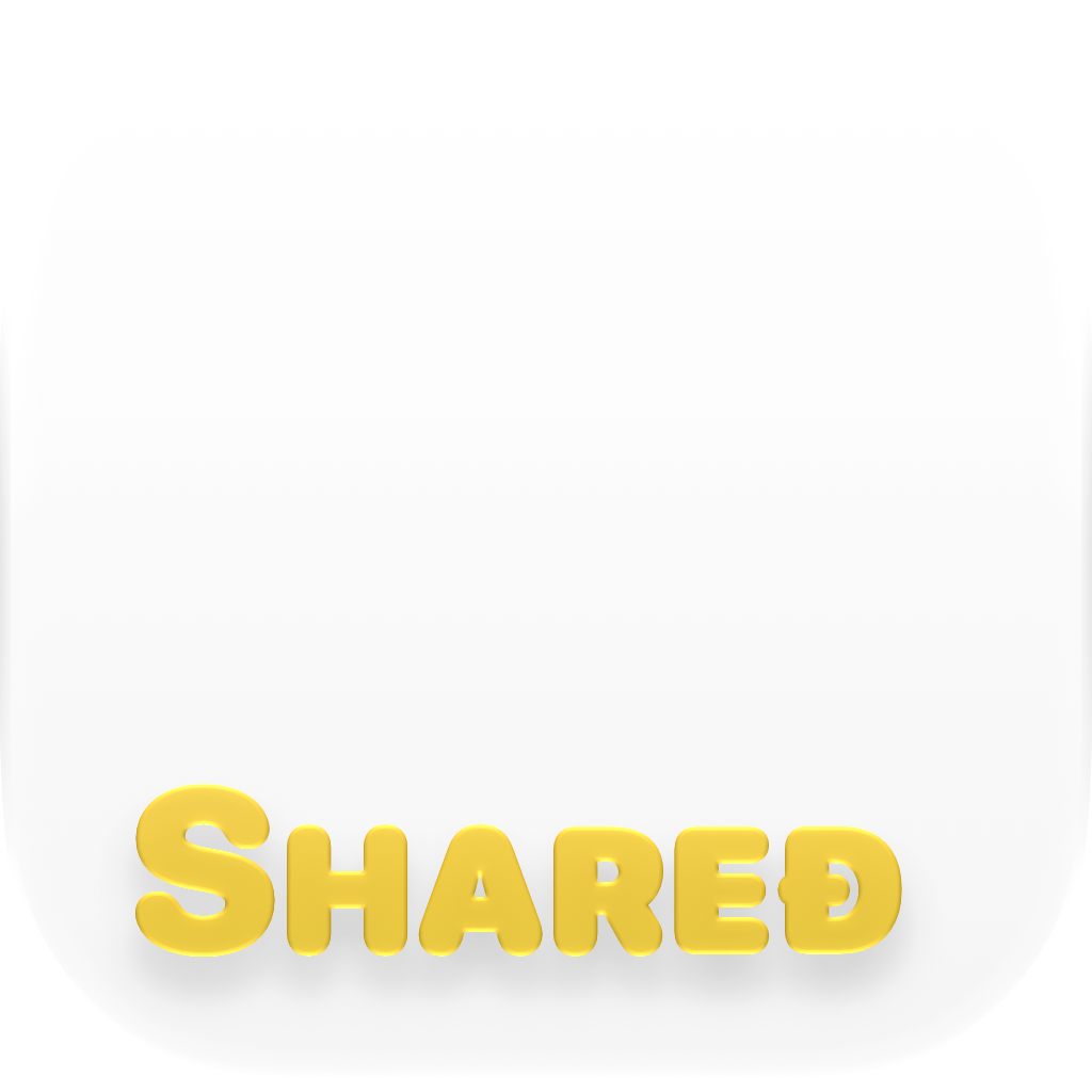 Shared Cornered app icon in Gold on White, light icon design.