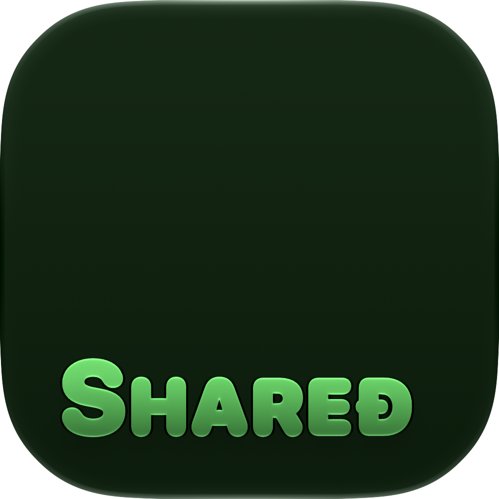 Shared Cornered app icon in Green, dark icon design.