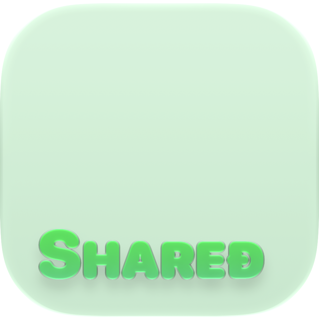 Shared Cornered app icon in Green, light icon design.
