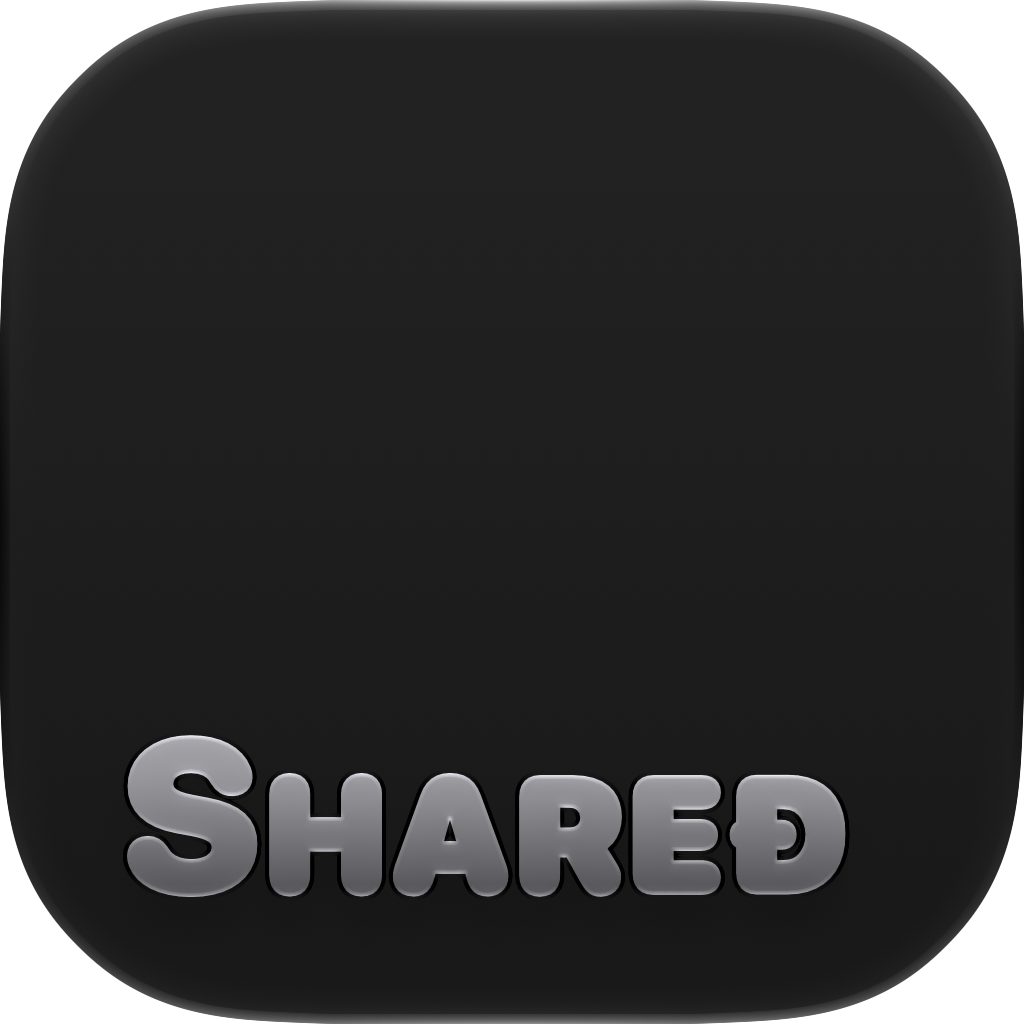 Shared Cornered app icon in Grey, dark icon design.