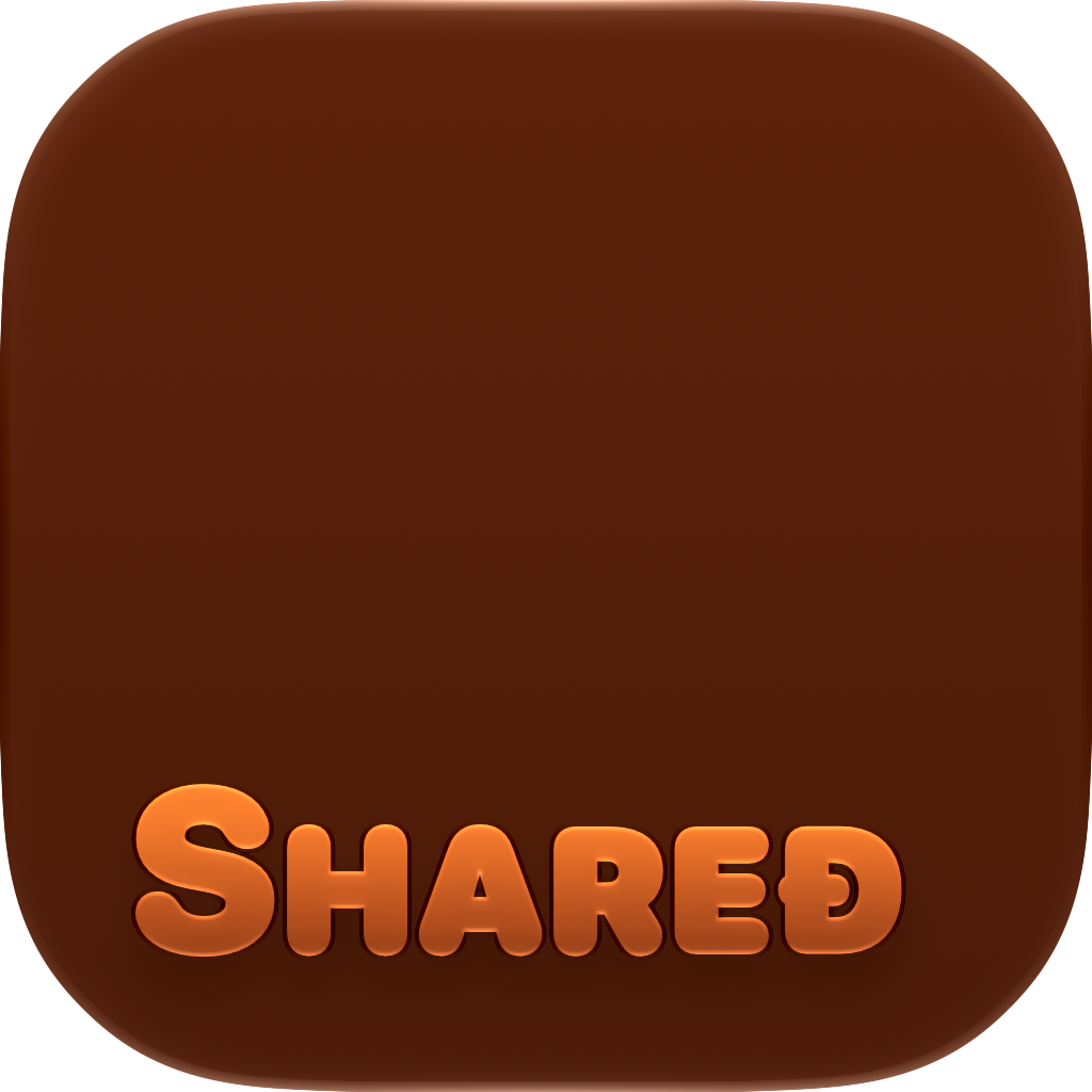 Shared Cornered app icon in Orange, dark icon design.