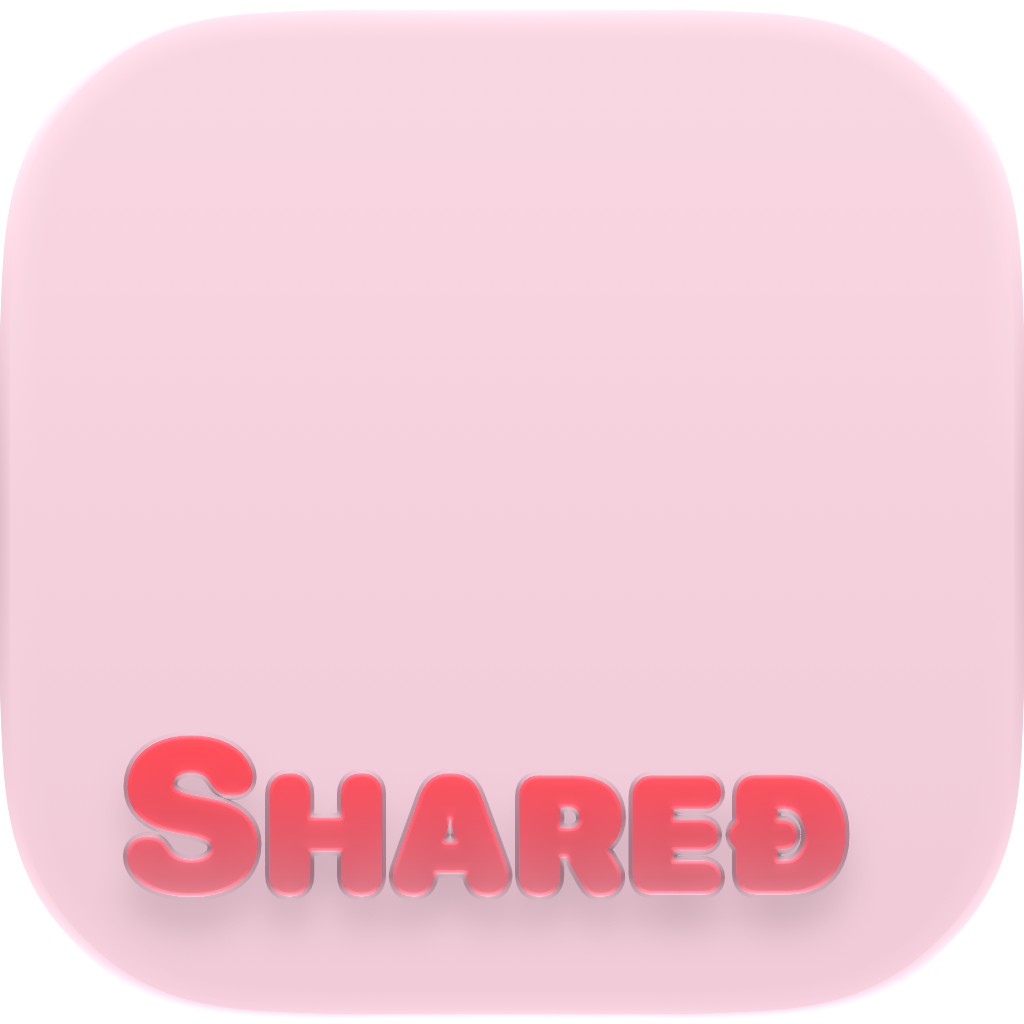 Shared Cornered app icon in Pink, light icon design.