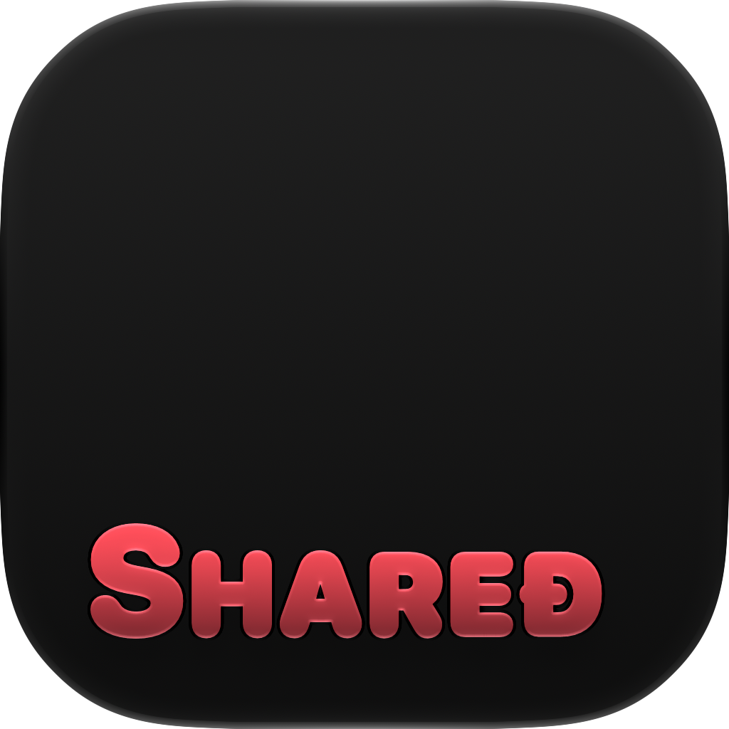 Shared Cornered app icon in Pink on Black, light icon design shown in the system dark appearance.