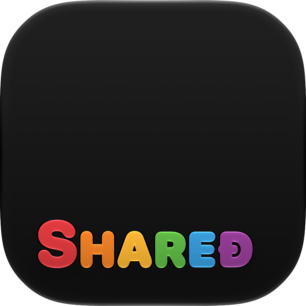 Shared Cornered app icon in Pride, dark icon design.