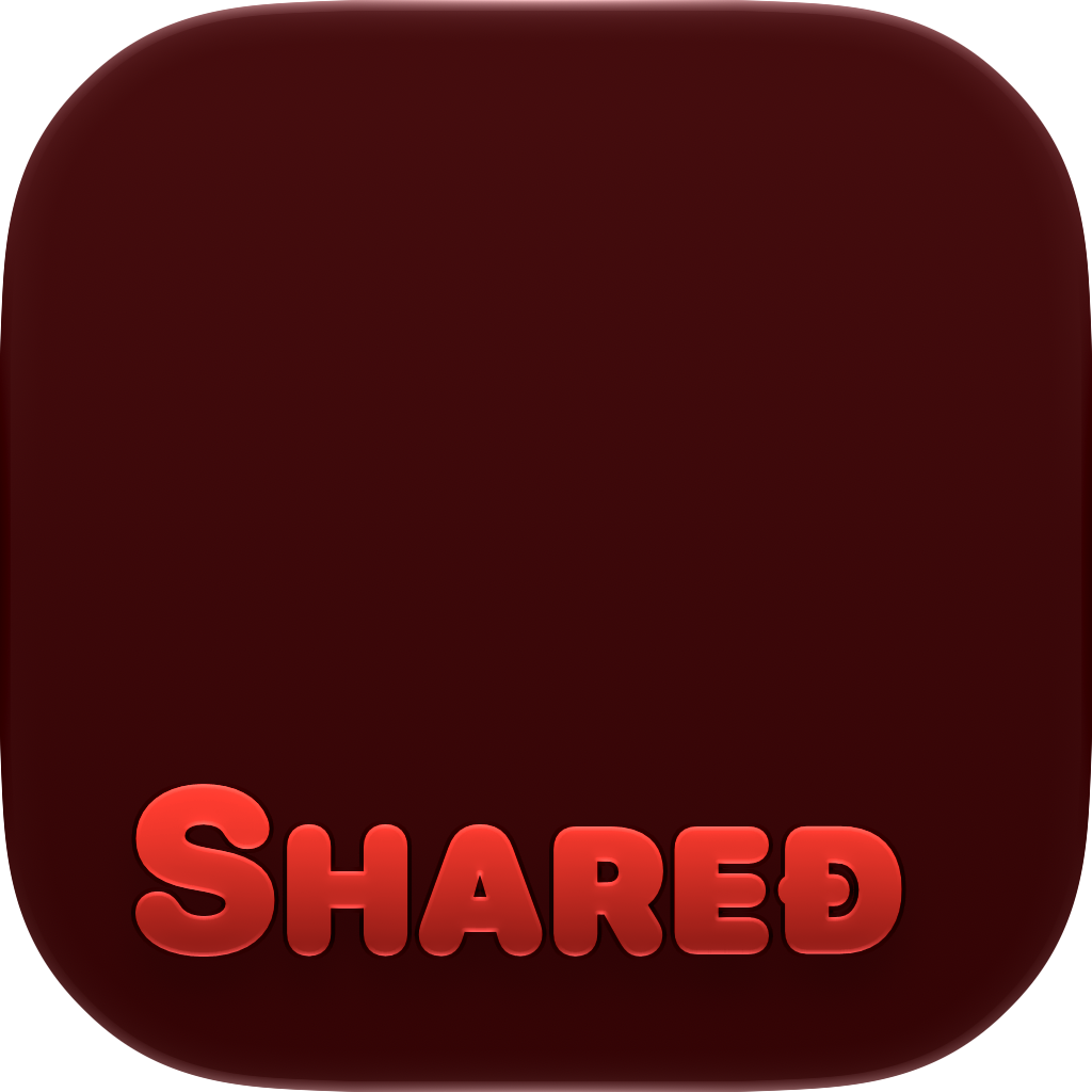 Shared Cornered app icon in Red, dark icon design.