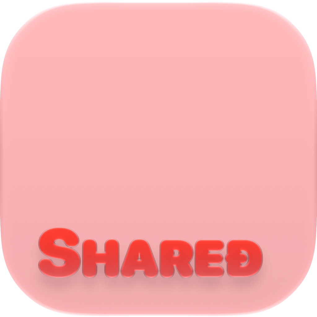 Shared Cornered app icon in Red, light icon design.