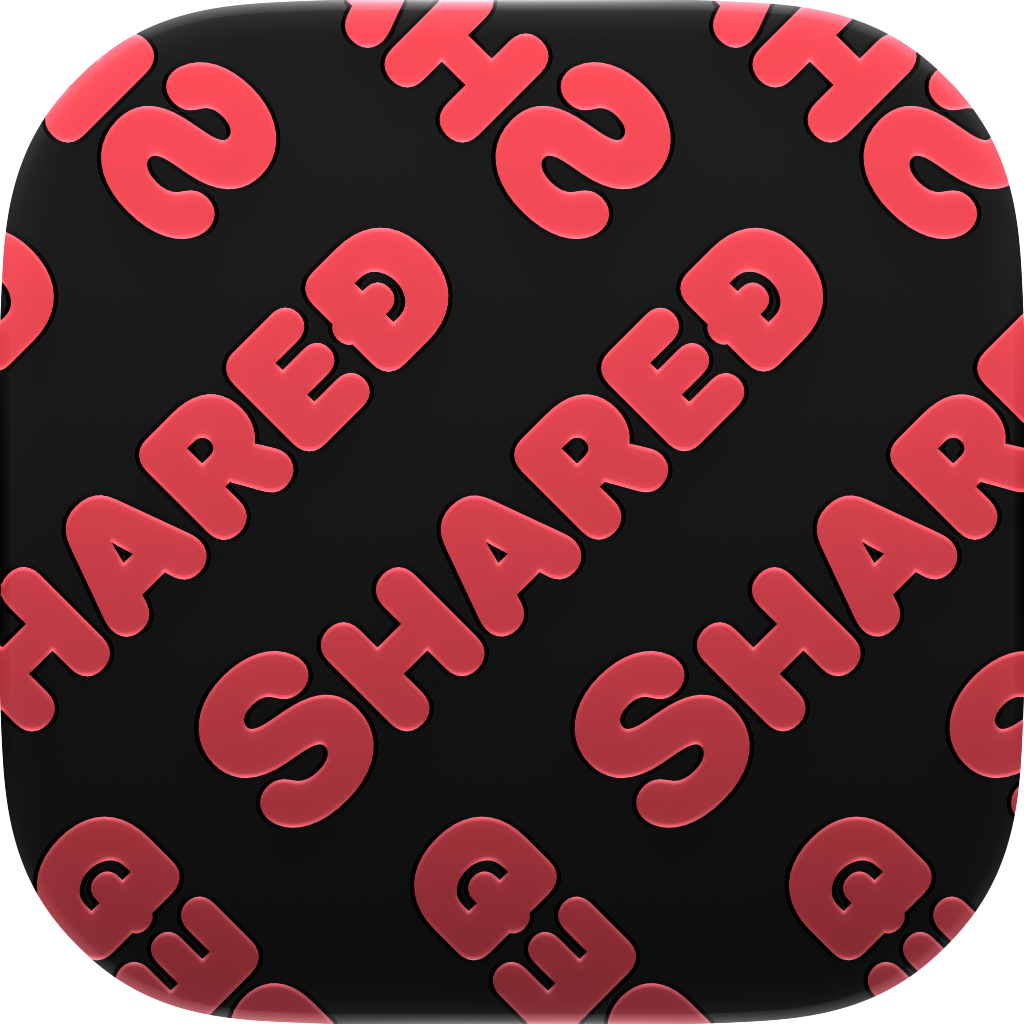 Shared Tire app icon in Pink on Black, light icon design.