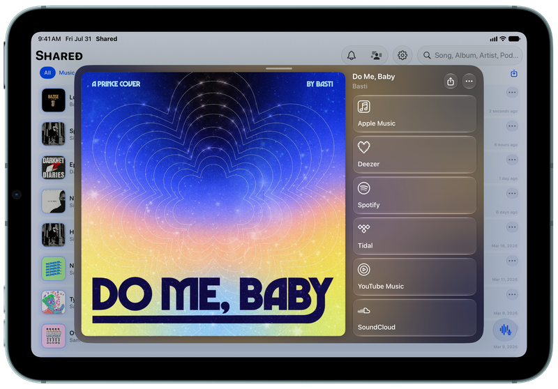 Shared on iPad mini showing Media View for Do Me, Baby, light appearance.