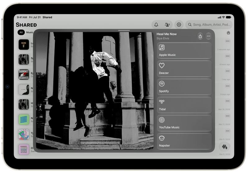 Shared on iPad mini showing Media View for Heal Me Now, light appearance.