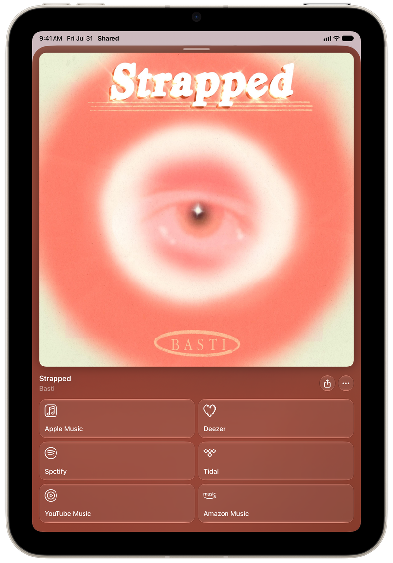 Shared on iPad mini showing Media View for Strapped, light appearance.