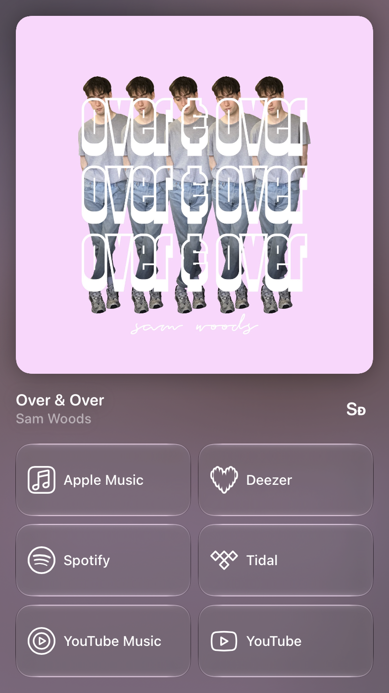 Shared’s Share as Image picture of Over & Over, made in Messages on iPad mini, dark appearance.