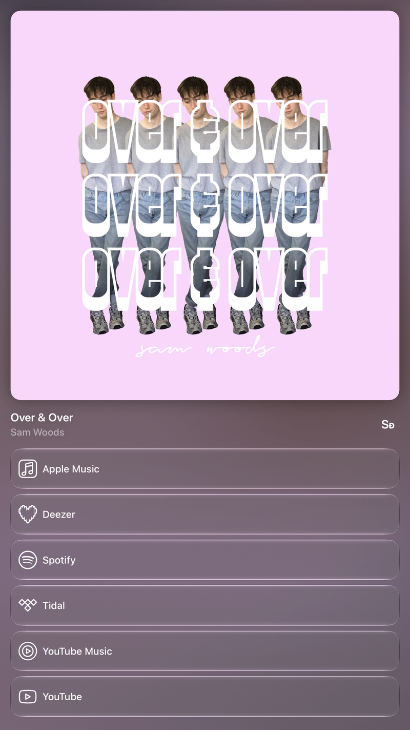 Shared’s Share as Image picture of Over & Over, made in the app on iPad mini, dark appearance.