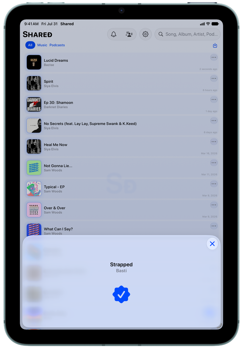 Shared on iPad mini showing Successful Match in the Blue tint, light appearance.