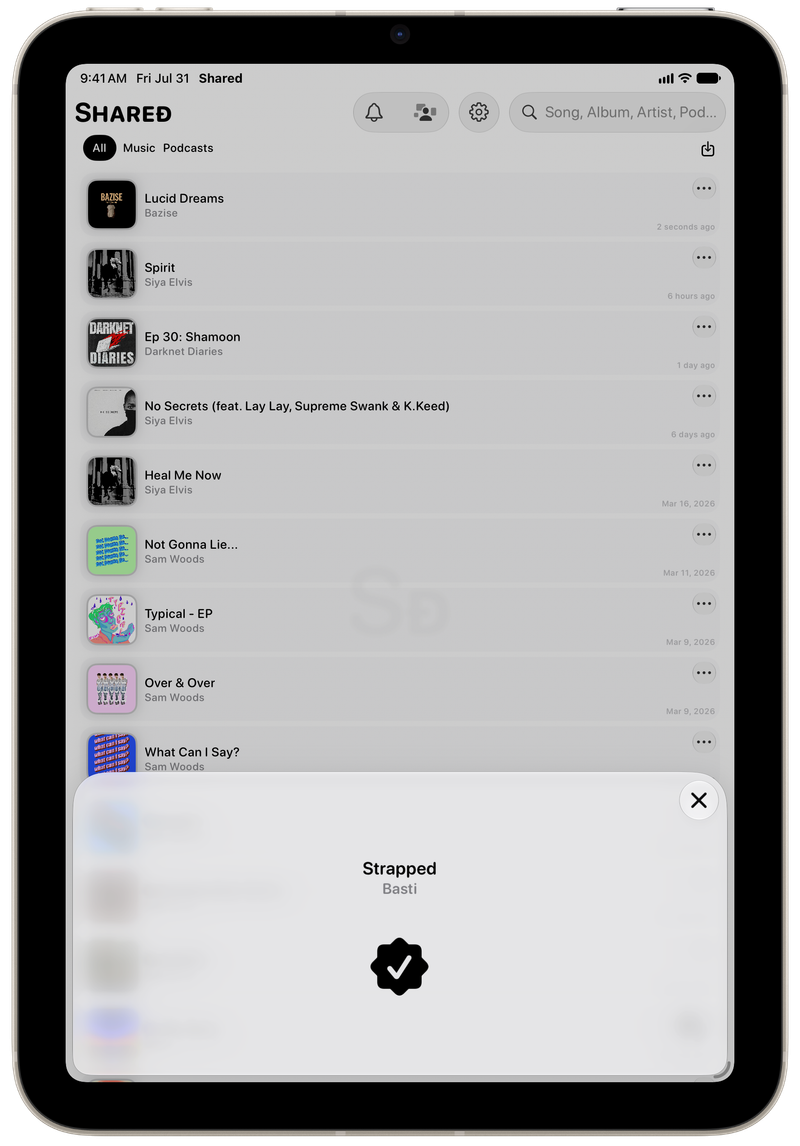 Shared on iPad mini showing Successful Match in the Grey tint, light appearance.