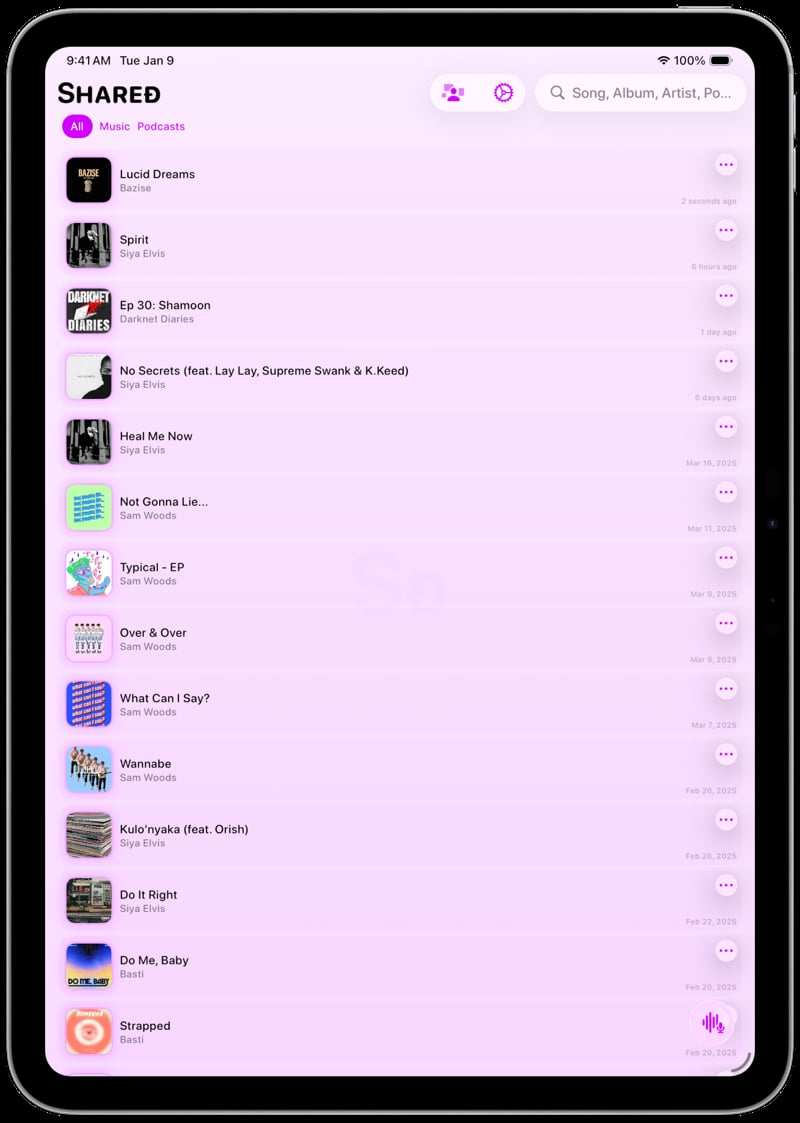 Shared iPad Pro 11 inch Silver History purple light press image.
