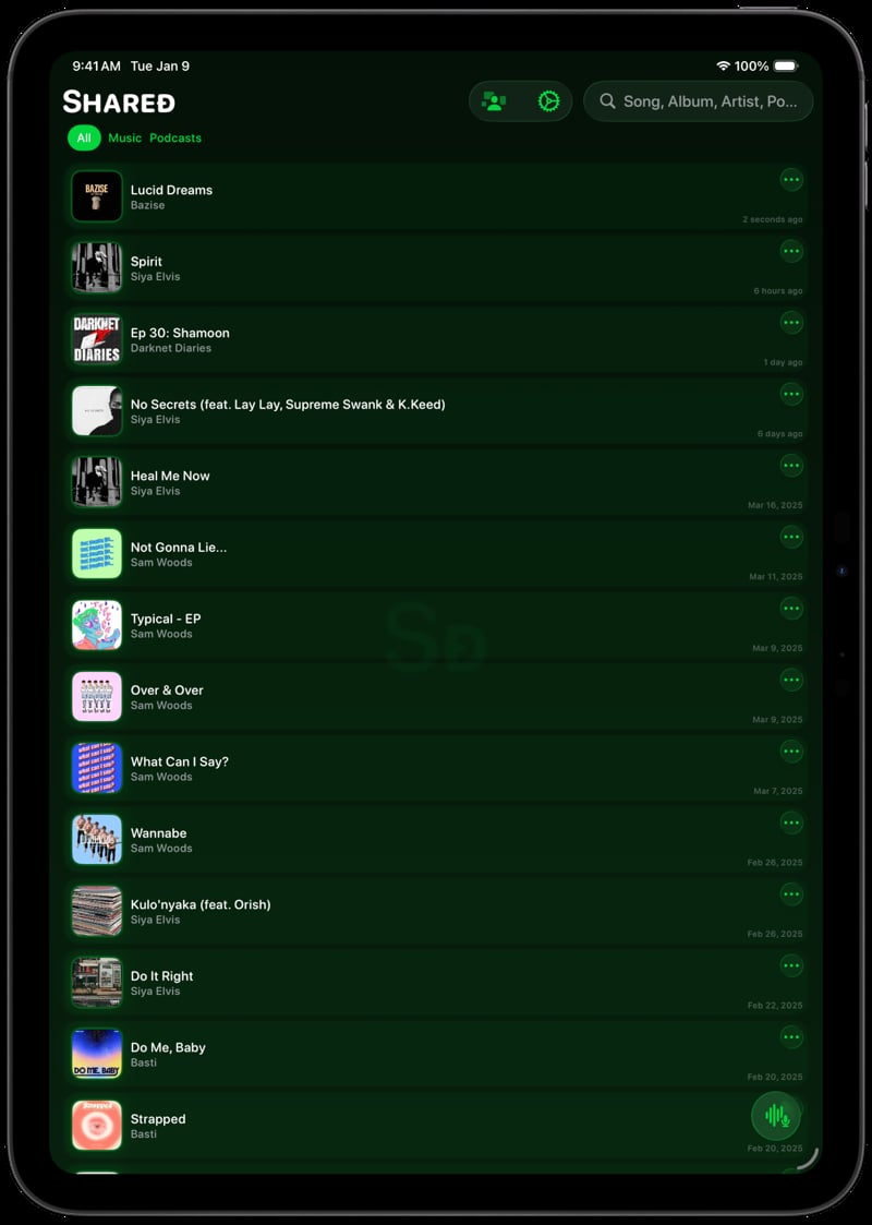 Shared iPad Pro 11 inch Space Grey History green dark press image.