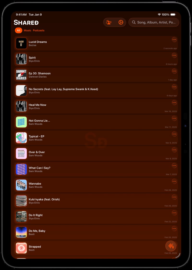 Shared iPad Pro 11 inch Space Grey History orange dark press image.
