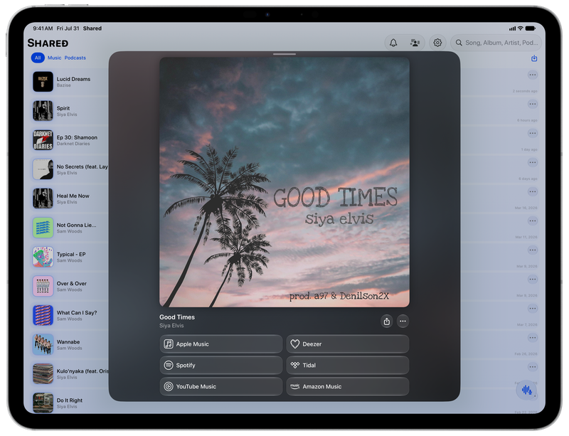 Shared on iPad Pro 13-inch showing Media View for Good Times, light appearance.