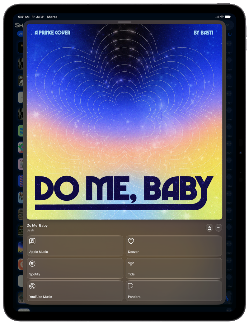 Shared on iPad Pro 13-inch showing Media View for Do Me, Baby, dark appearance.