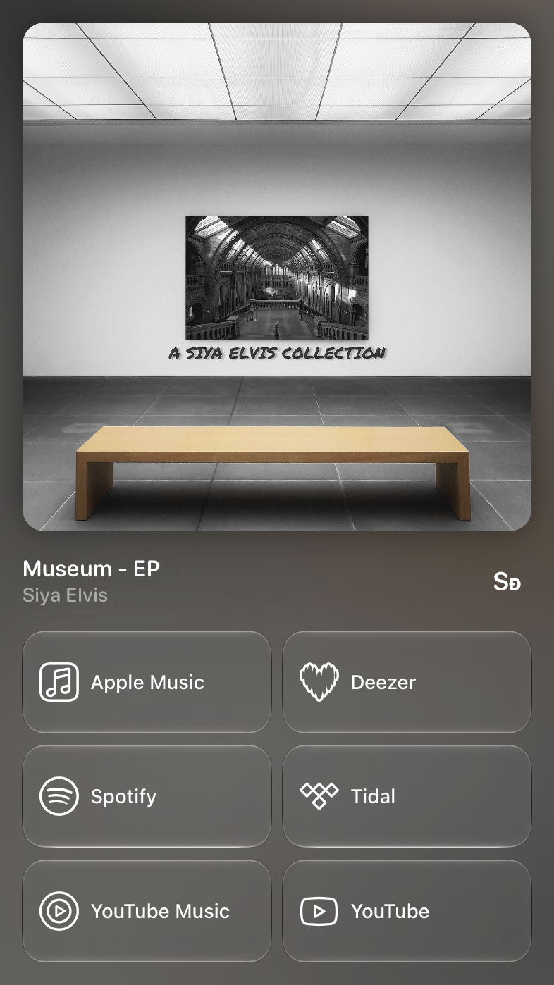 Shared’s Share as Image picture of Museum - EP, made in Messages on iPad Pro 13-inch, dark appearance.