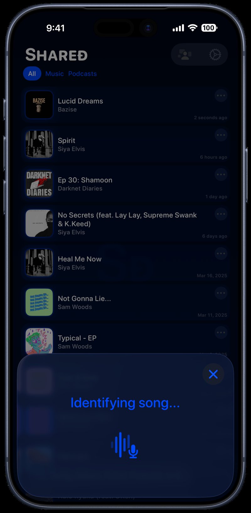 Shared iPhone 17 Pro Max Deep Blue Song ID Identifying Blue Dark press image.