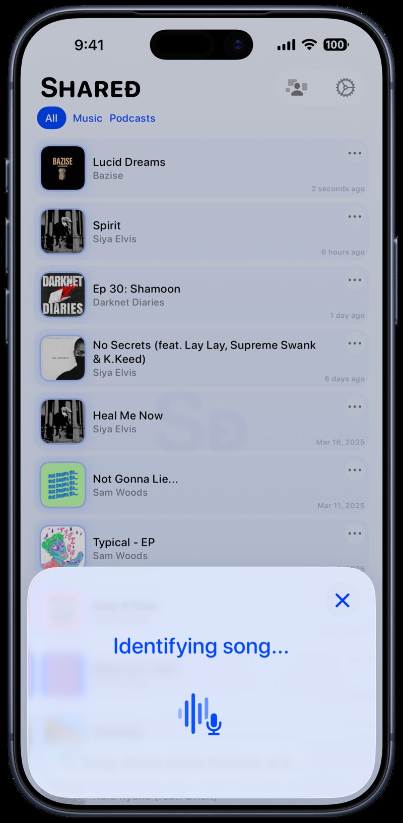 Shared iPhone 17 Pro Max Deep Blue Song ID Identifying Blue Light press image.