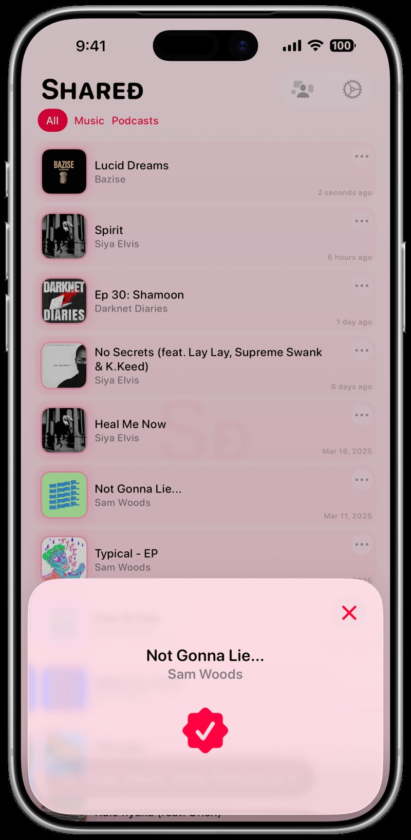 Shared iPhone 17 Pro Max Silver Song ID Match Pink Light press image.