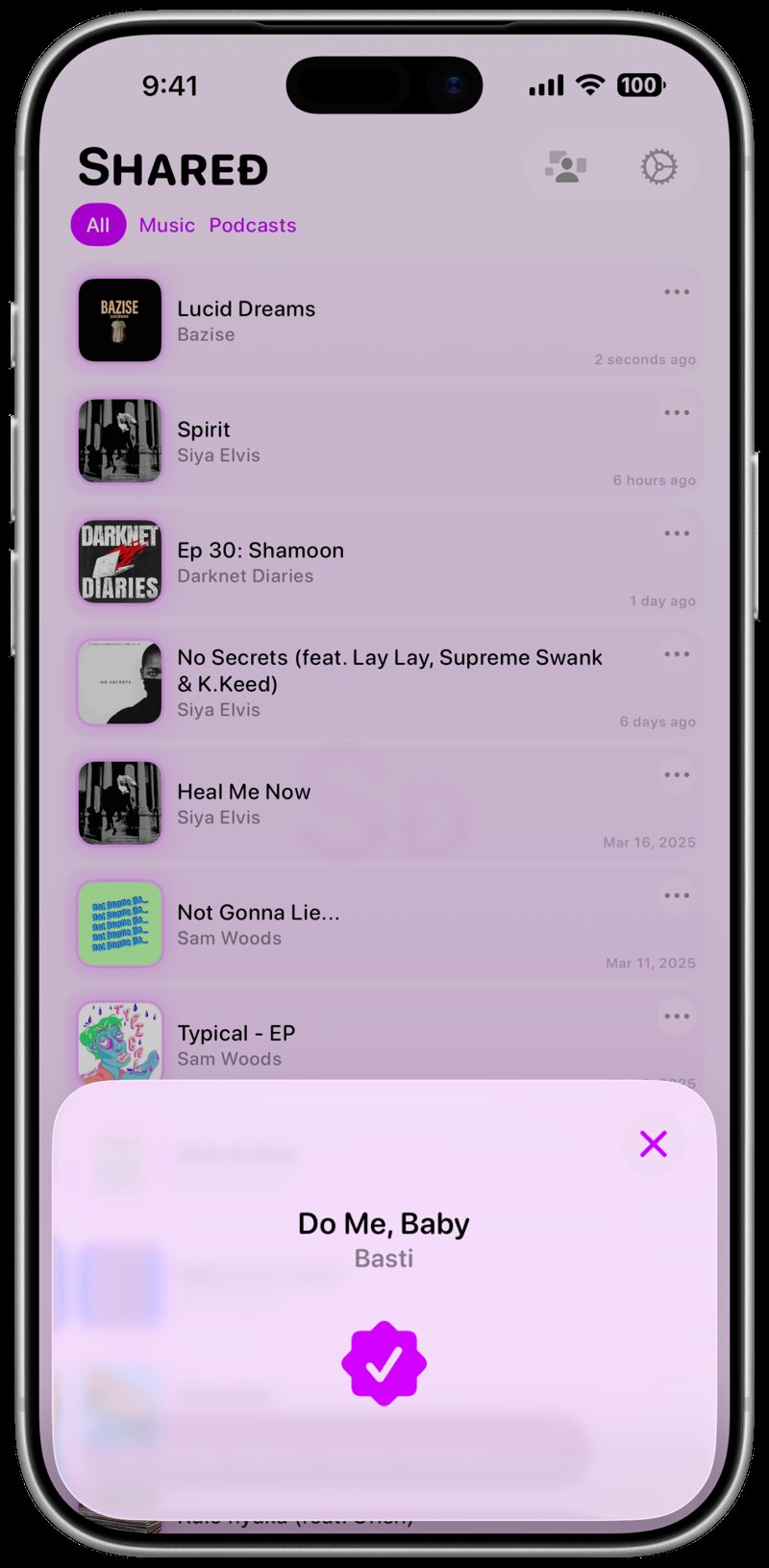 Shared iPhone 17 Pro Max Silver Song ID Match Purple Light press image.