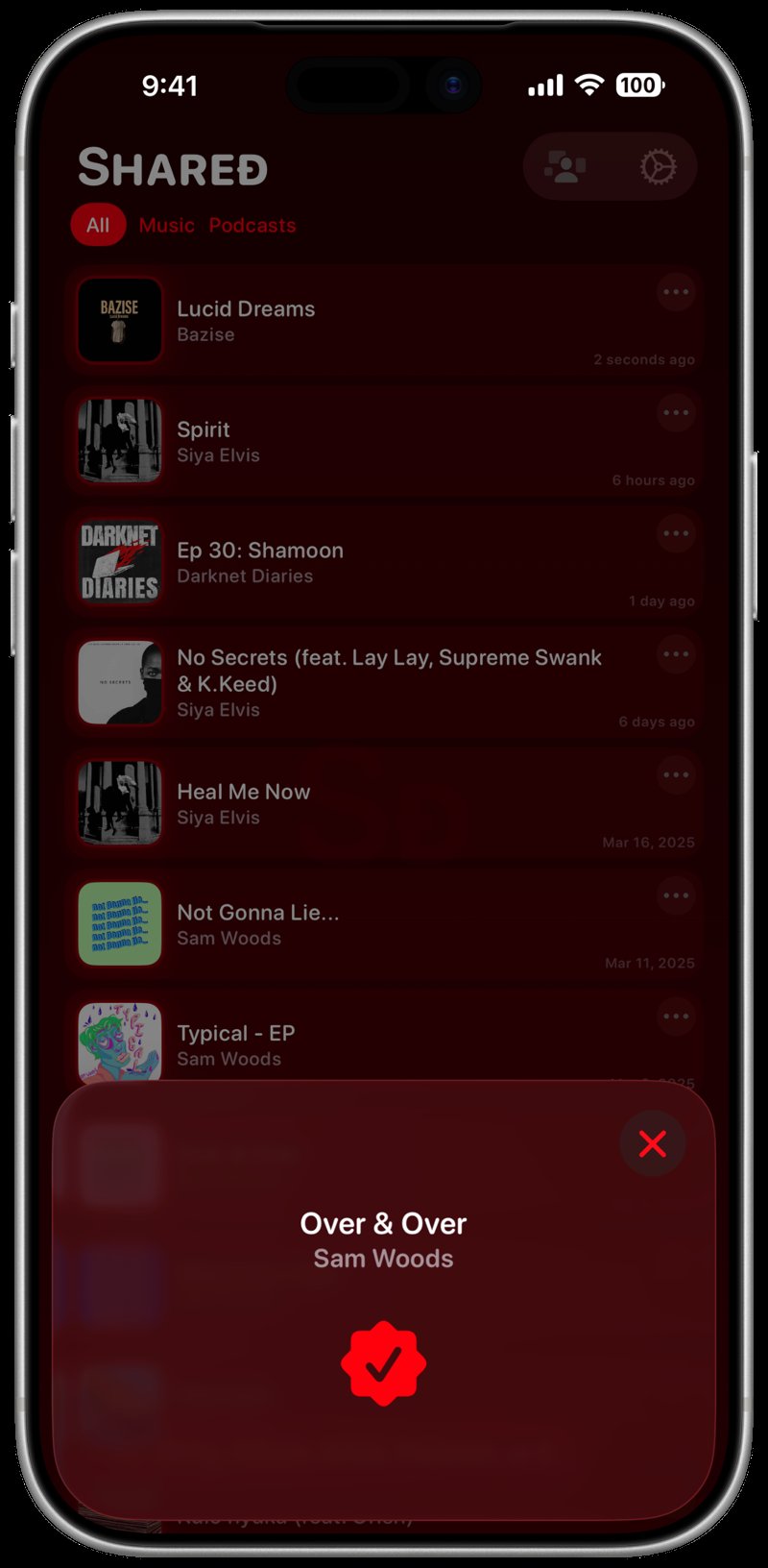 Shared iPhone 17 Pro Max Silver Song ID Match Red Dark press image.