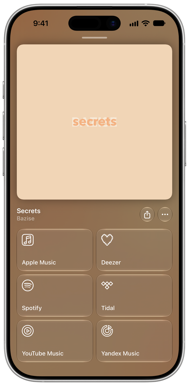 Shared on iPhone 17 showing Media View for Secrets, light appearance.