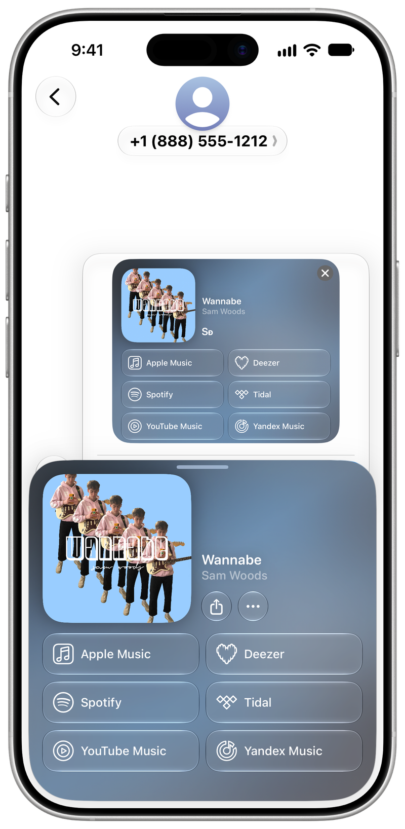 Shared on iPhone 17 showing Share as Image in Messages for Wannabe, light appearance.