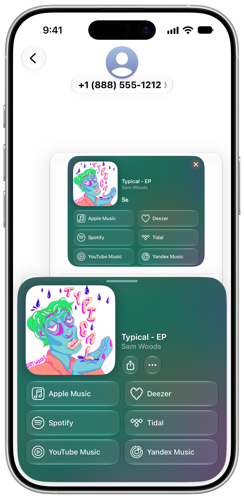 Shared on iPhone 17 showing Share as Image in Messages for Typical - EP, light appearance.