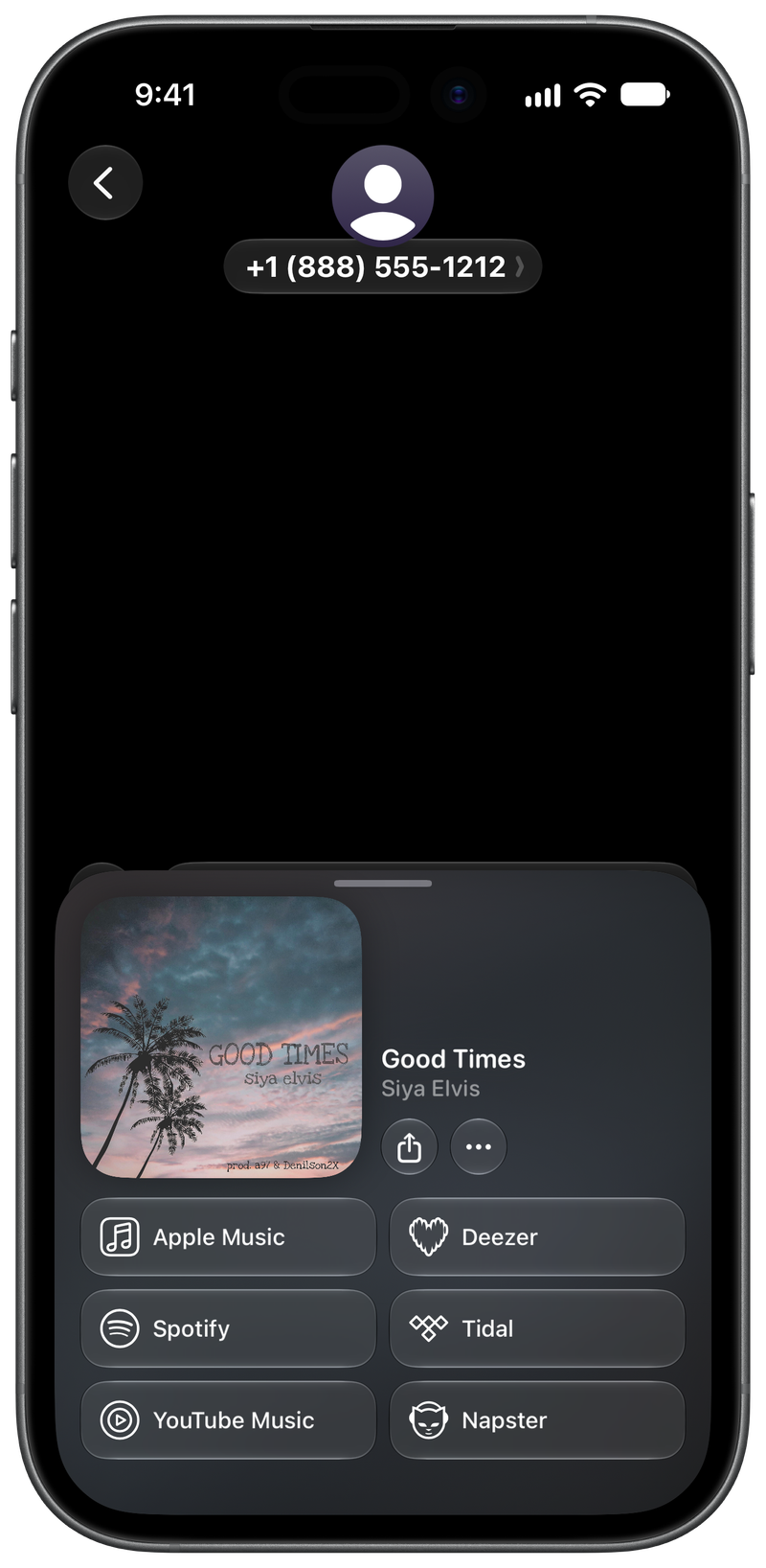 Shared on iPhone 17 showing Open in Shared from Messages for Good Times, dark appearance.