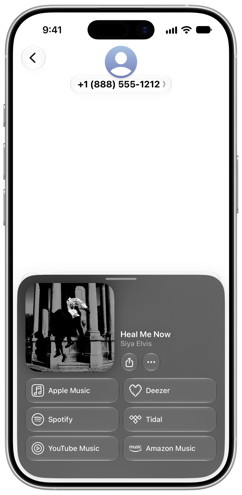 Shared on iPhone 17 showing Open in Shared from Messages for Heal Me Now, light appearance.