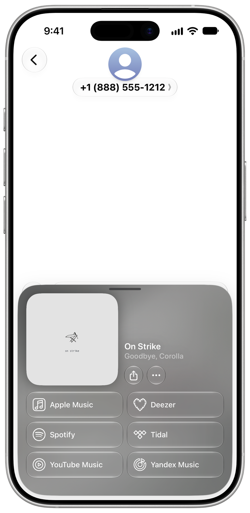 Shared on iPhone 17 showing Open in Shared from Messages for On Strike, light appearance.