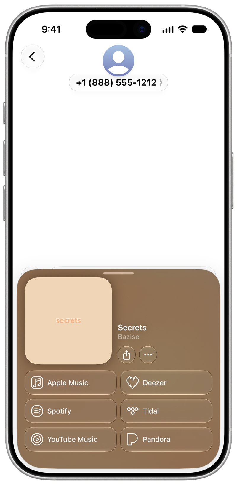 Shared on iPhone 17 showing Open in Shared from Messages for Secrets, light appearance.