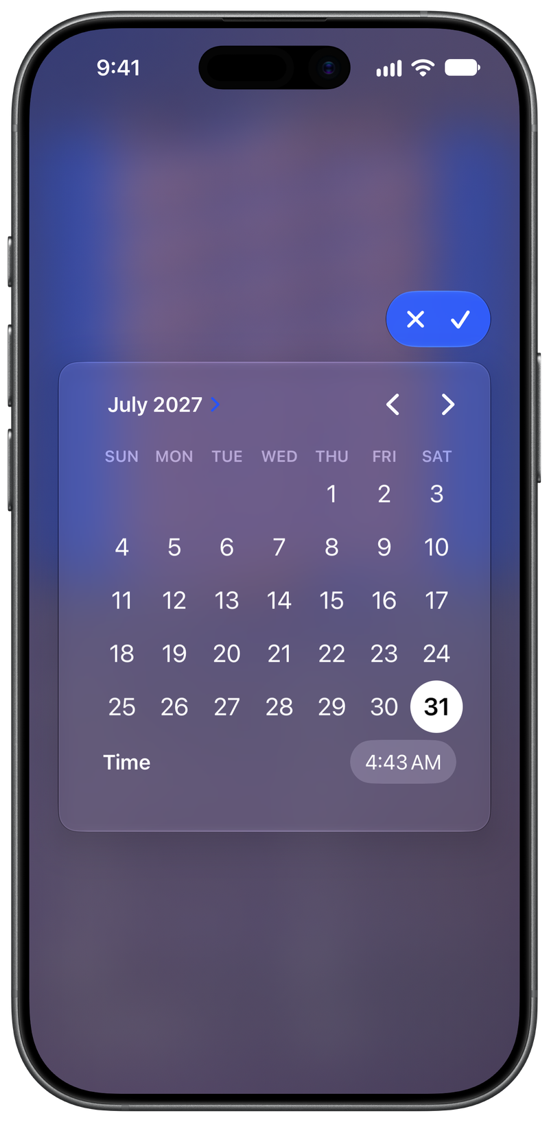 Shared on iPhone 17 showing Reminder Picker in the Pink tint, dark appearance.