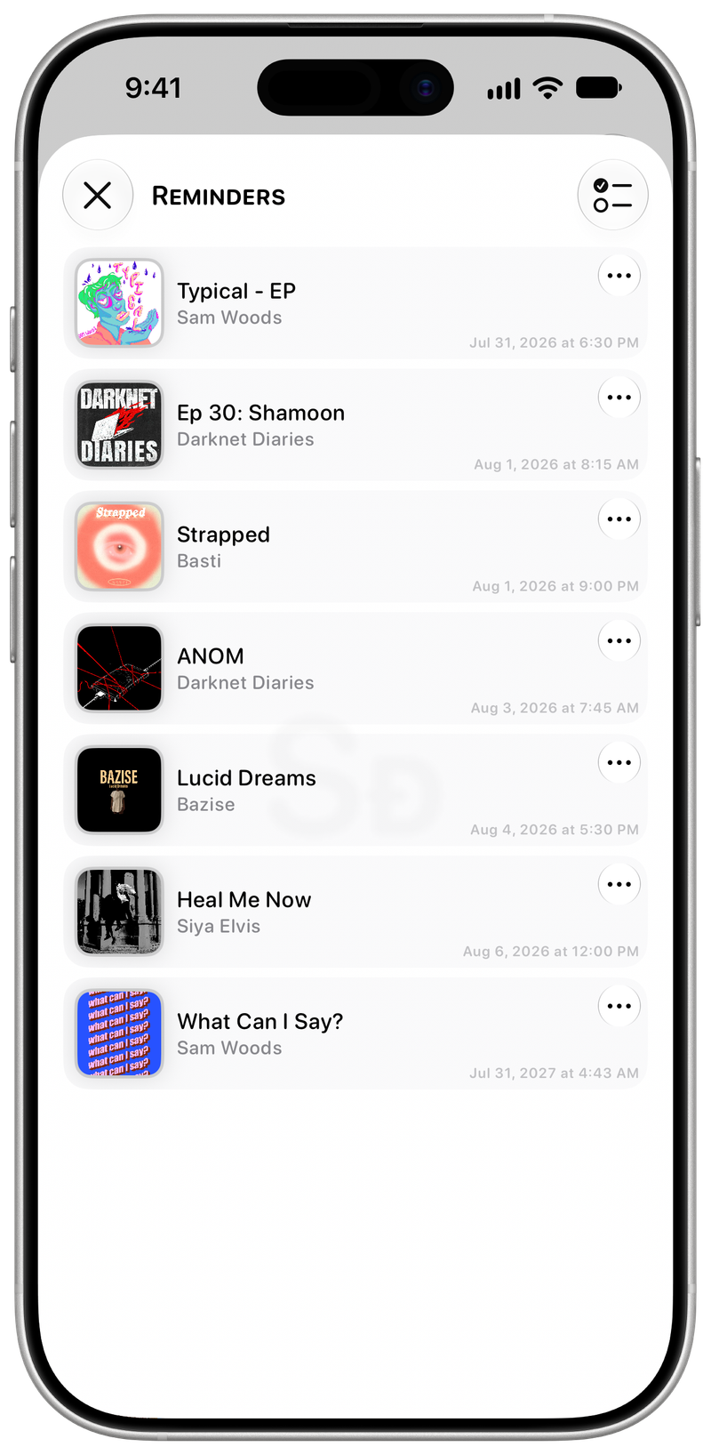 Shared on iPhone 17 showing Reminders in the Grey tint, light appearance.