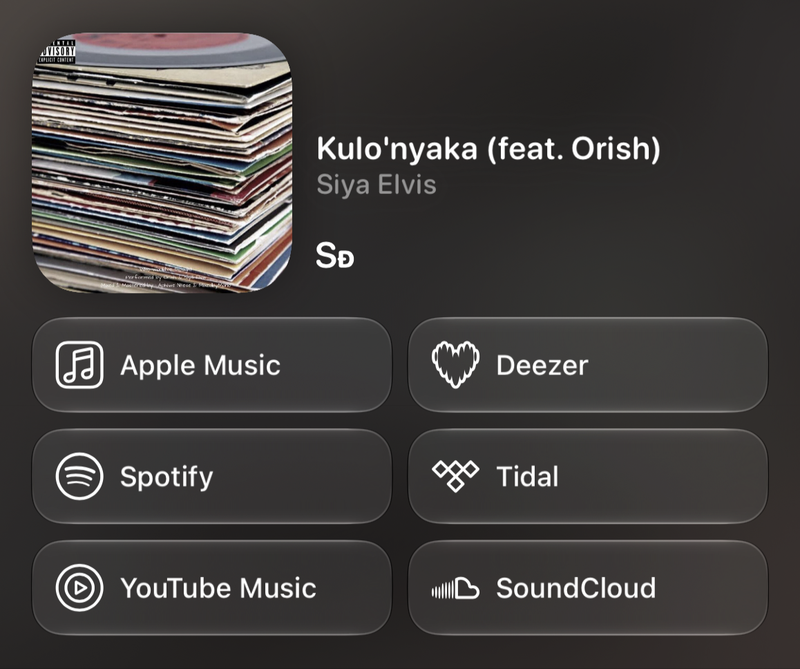Shared’s Share as Image picture of Kulo'nyaka (feat. Orish), made in Messages on iPhone 17, dark appearance.
