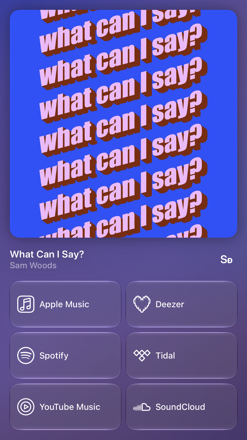 Shared’s Share as Image picture of What Can I Say?, made in the app on iPhone 17, dark appearance.