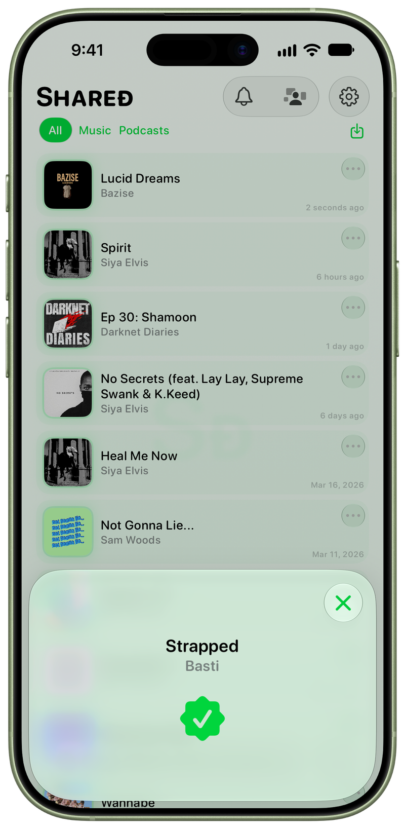Shared on iPhone 17 showing Successful Match in the Green tint, light appearance.