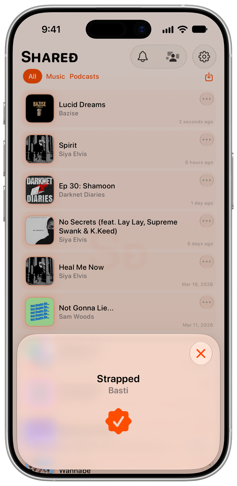 Shared on iPhone 17 showing Successful Match in the Orange tint, light appearance.