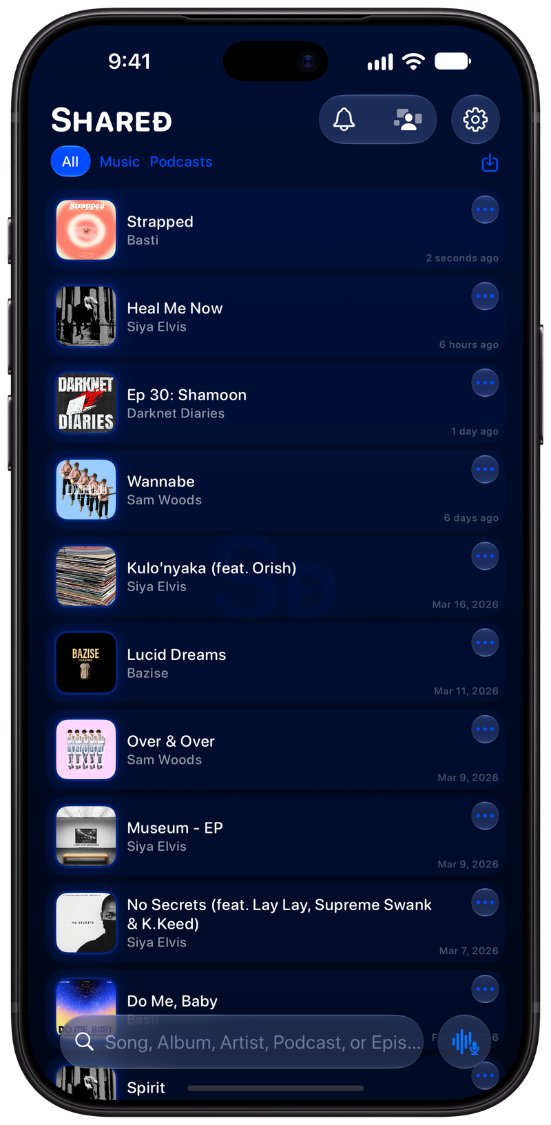 Shared on iPhone 18 Pro Max showing History in the Blue tint, dark appearance.